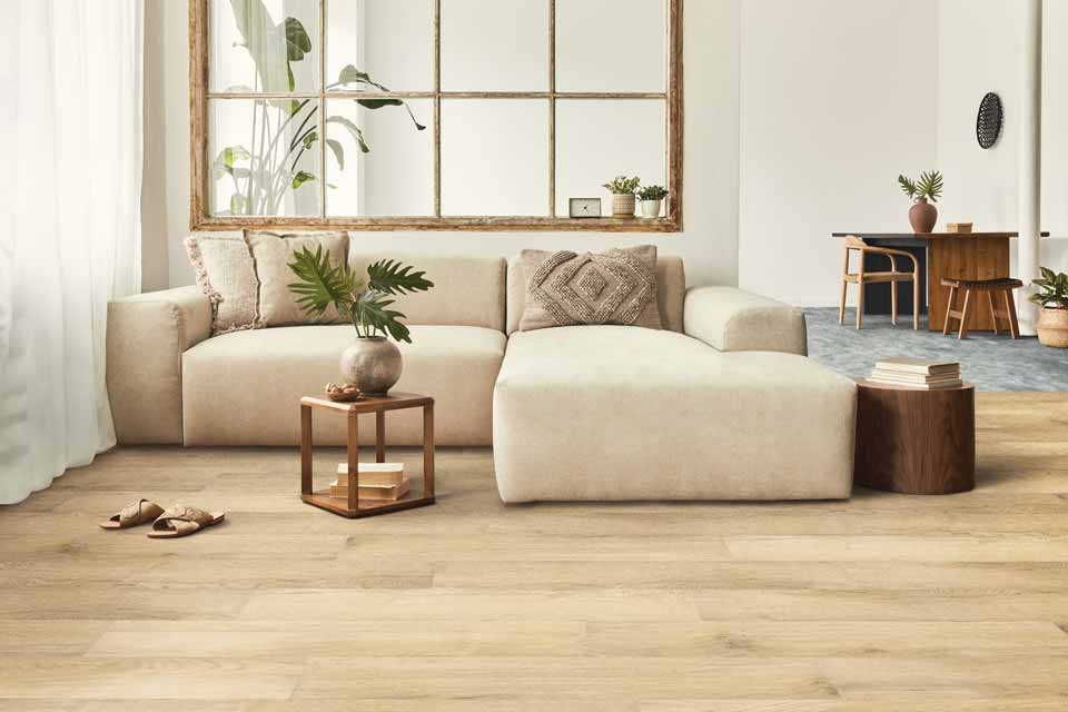 wood look vinyl flooring in living room